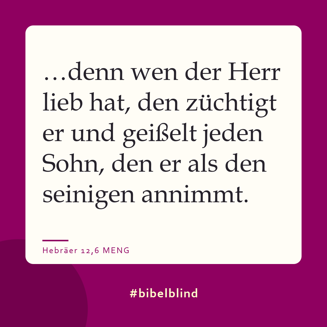 #bibelblind-Meme zu Hebräer 12,6: …denn wen der Herr lieb hat, den züchtigt er und geißelt jeden Sohn, den er als den seinigen annimmt.