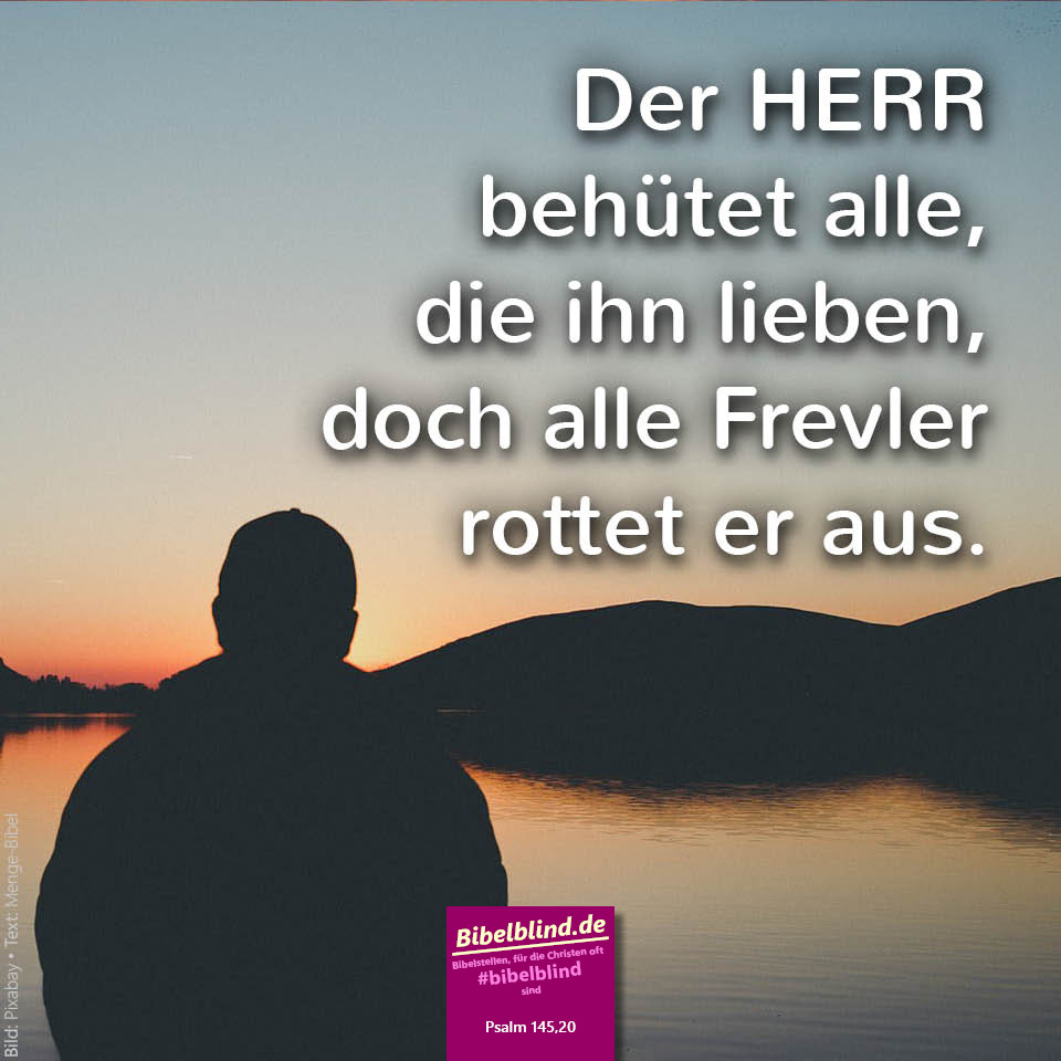 #bibelblind-Meme zu Psalm 145,20: Der HERR behütet alle, die ihn lieben, doch alle Frevler rottet er aus.